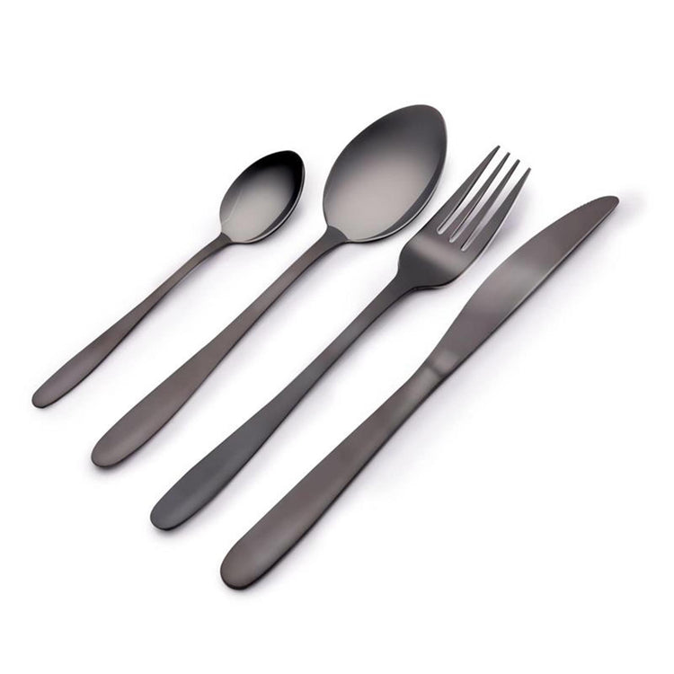 Alpina set bestek - 4-persoons: 4 messen, 4 vorken, 4 eetlepels, 4 kleine lepels - vaatwasserbestendig - rvs - zwart