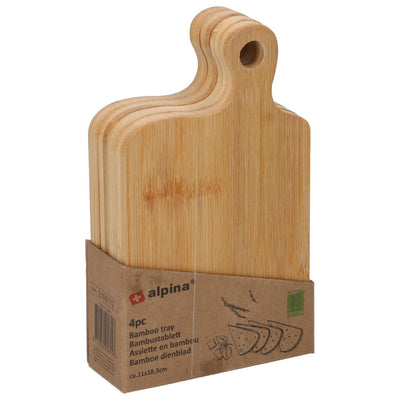 Alpina dienblad bamboe set van 4 stuks 11,5x4x18,5cm