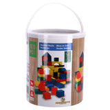 Marionette wooden toys houten speelgoed-blokken - vanaf 2 jaar - 100 stuks - in opbergton - rood-geel-groen-blauw - afbeelding 1