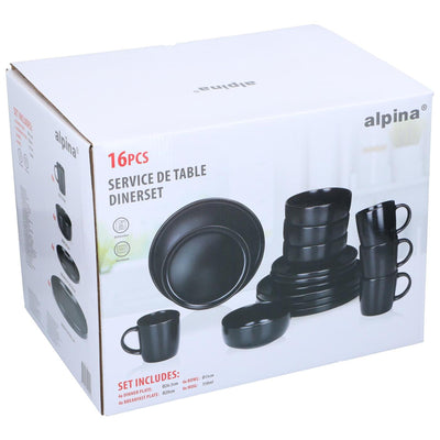 Alpina serviesset 16-delig ø26,5cm zwart