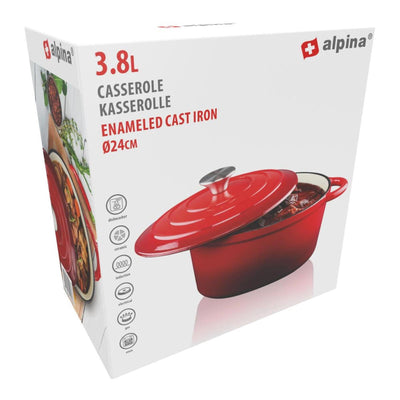 Alpina braadpan gietijzer ø24cm rood