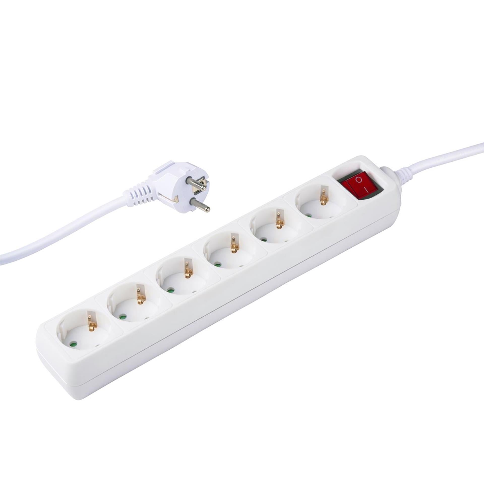 Grundig stekkerdoos wit met schakelaar 6-voudig 1,5m