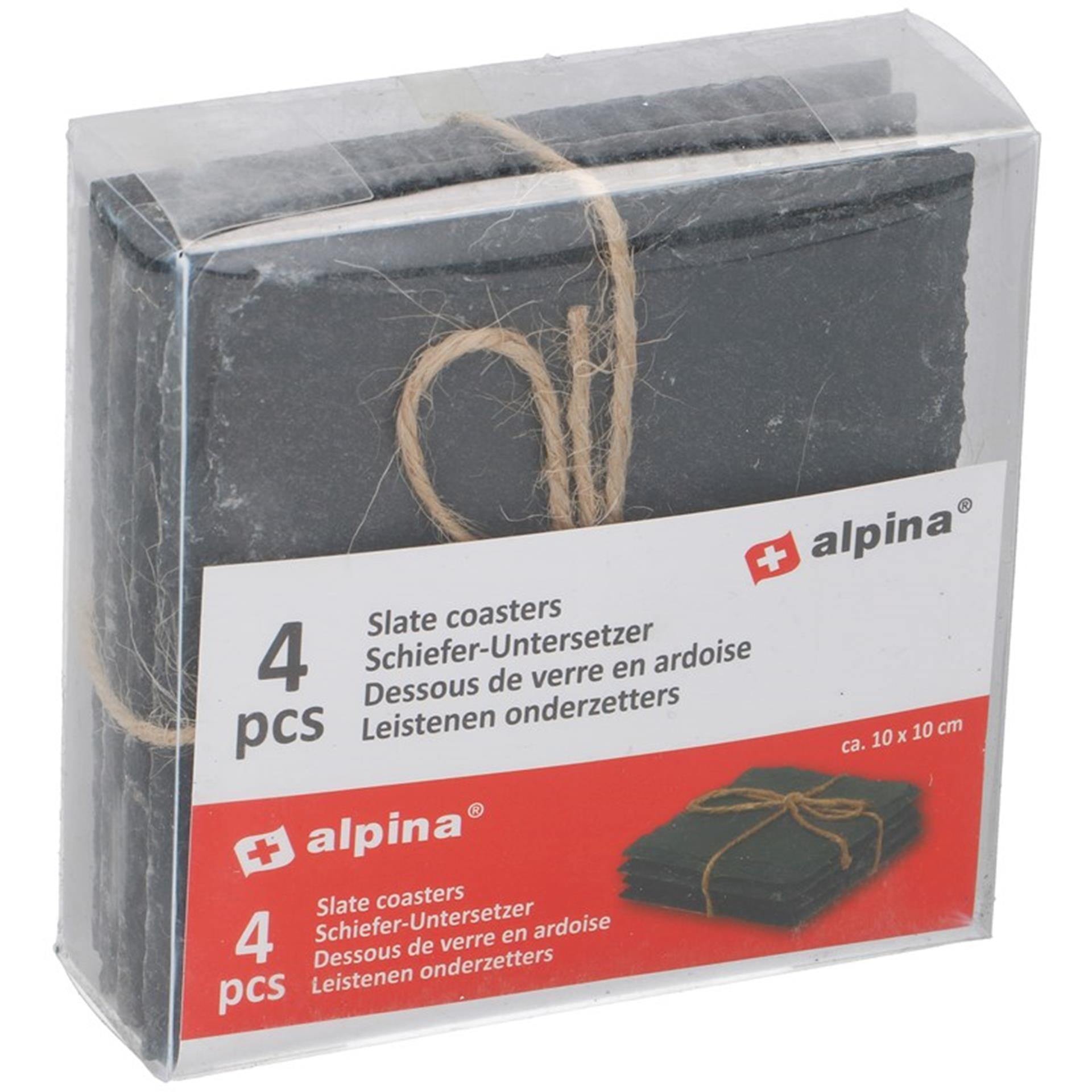 Alpina onderzetters leisteen 4 stuks 10x10cm