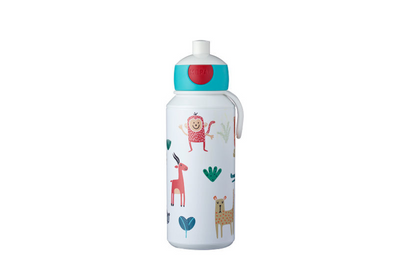 Mepal pop-up drinkfles campus - 400 ml - sluit goed af - drinkbeker voor kinderen - animal friends