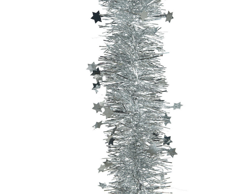 Kerst slinger stars 270cm - zilver