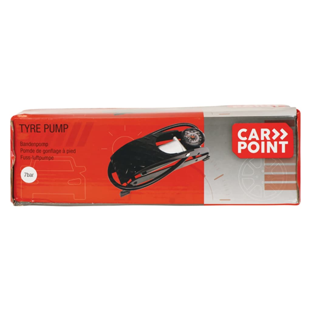 Carpoint Voetpomp met manometer 4 bar staal zwart