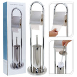 Bathroom Solutions Bathroom Solutions Toiletpapier- toiletborstelhouder rvs zilverkleurig - afbeelding 2