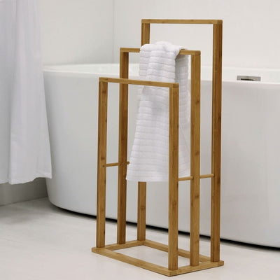 Bathroom Solutions Bathroom Solutions Handdoekenrek met 3 stangen bamboe