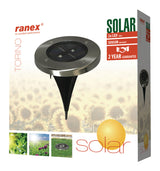 Ranex ra-5000389 ronde led solar grondspot geborsteld rvs glas - afbeelding 3