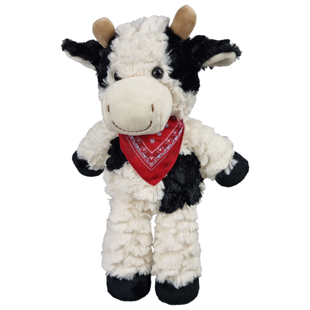 Knuffelkoe met sjaaltje. 27 cm.