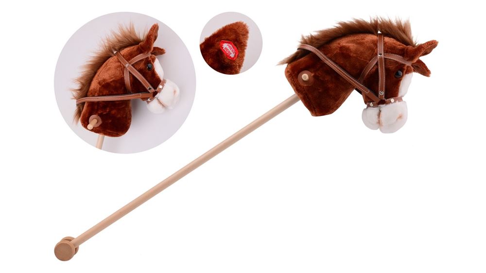 Johntoy stokpaard met geluid, 3 kleuren assorti.