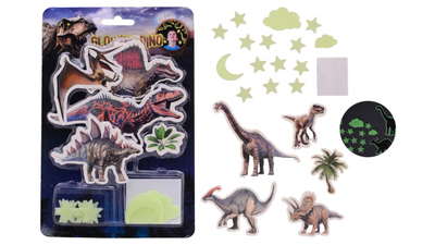 Johntoy glow in the dark dino muur stickers 2 as | 12 stuks