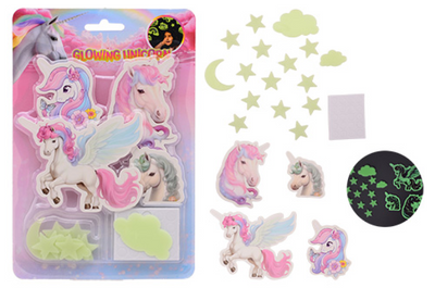 Johntoy glow in the dark eenhoorn muursticker 2 | 12 stuks