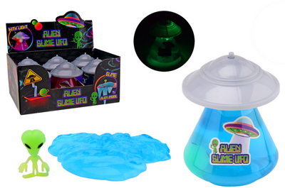 Johntoy ufo slijm met licht en glow in the dark alien 3 assorti