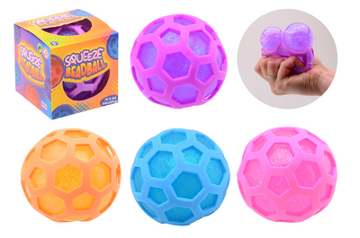 Johntoy glitter squeeze zeshoek bal in doos 4 assorti