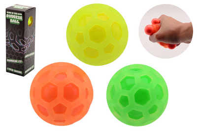 Johntoy zeshoekige glow in the dark squeeze ballen 3-delig