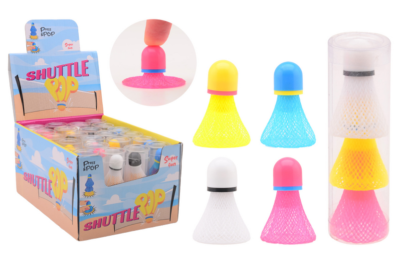 Johntoy badminton ploppers 3 stuks in tube assorti