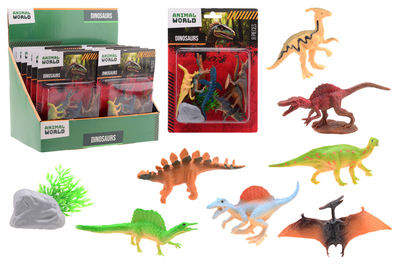 Johntoy animal world - dino speelset 8-delig op kaart in display