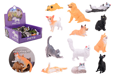 Johntoy animal world dieren op kaart in display - huisdieren