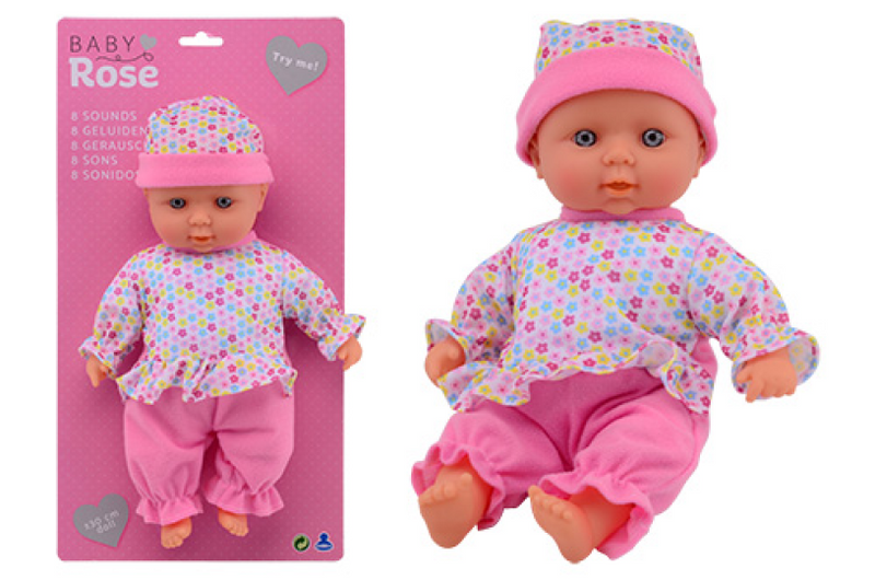 Johntoy baby rose babypop met geluiden, 30cm.
