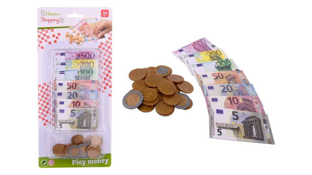 Euro speelgeld op kaart.
