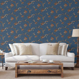 DUTCH WALLCOVERINGS DUTCH WALLCOVERINGS Behang Flower donkerblauw en bronskleurig - afbeelding 3