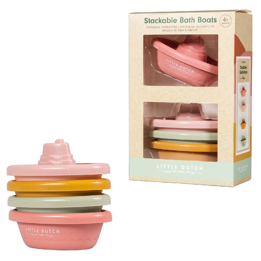 Little dutch badspeelgoed stapelbare badbootjes pink