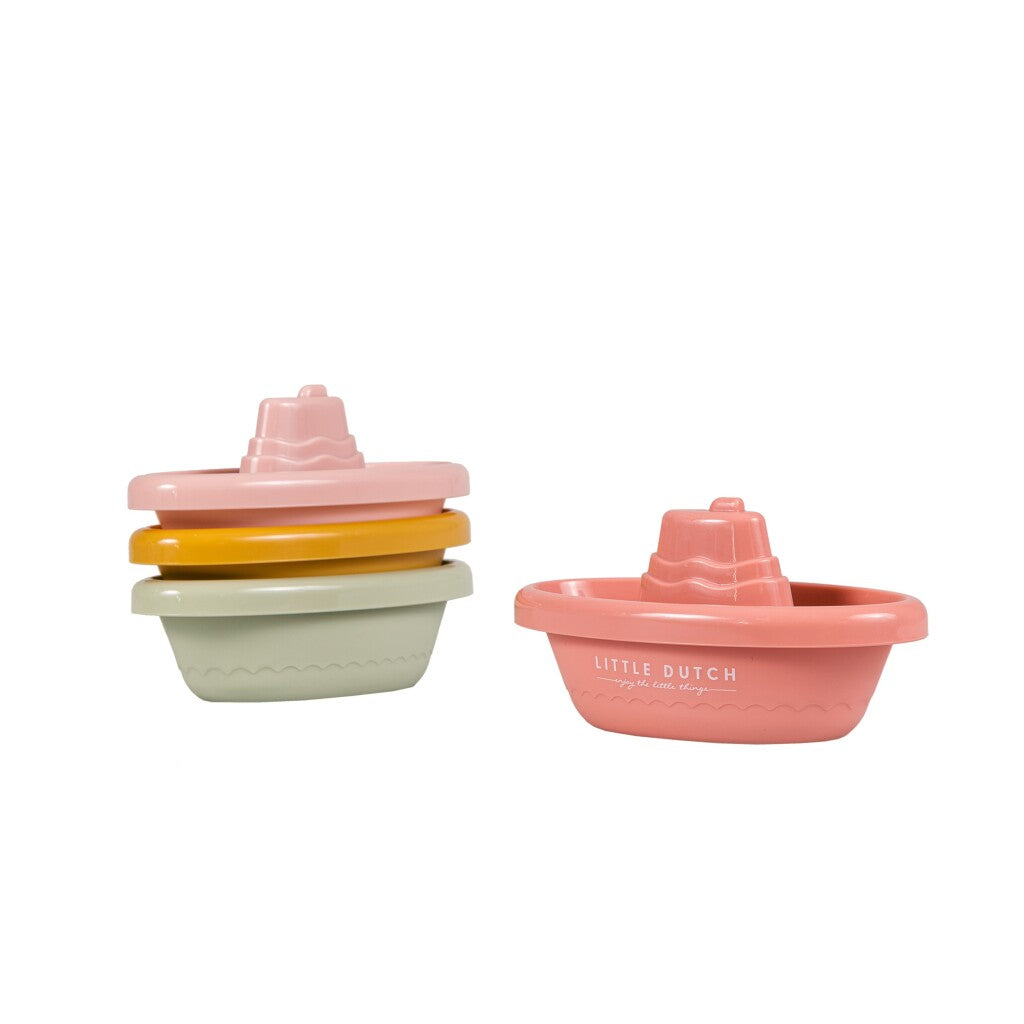 Little dutch badspeelgoed stapelbare badbootjes pink