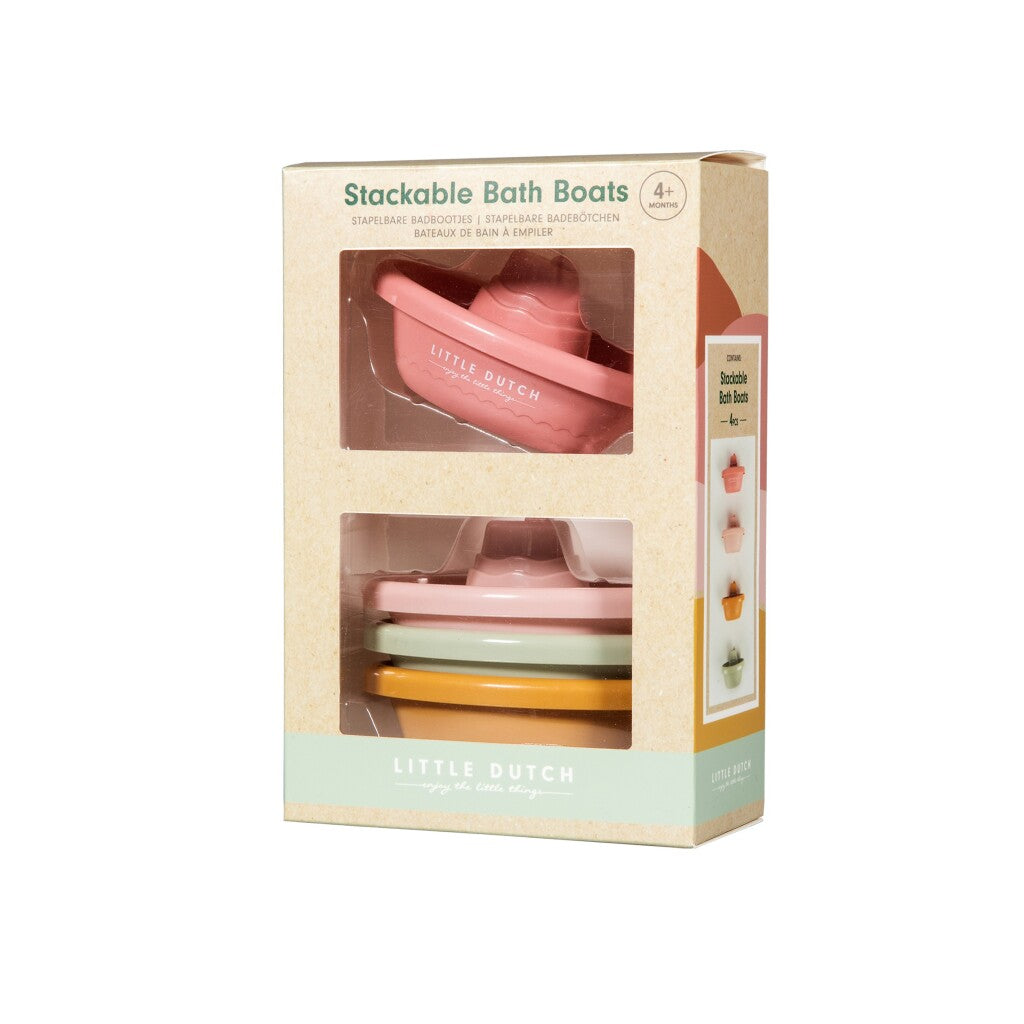 Little dutch badspeelgoed stapelbare badbootjes pink