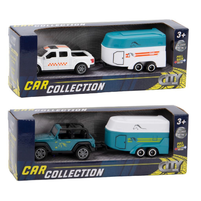 City car collection die-cast pick-up met paardentrailer 1:50 assorti