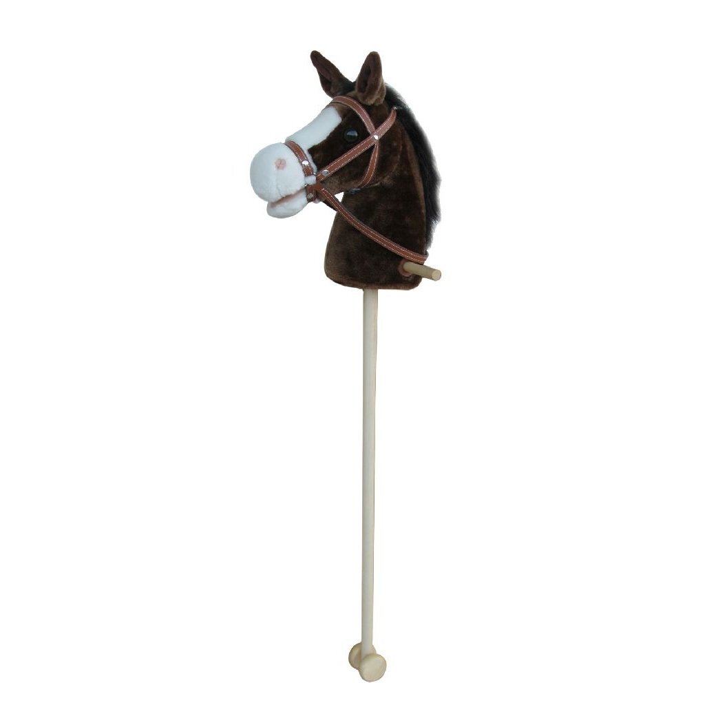 Basic pluchen stokpaard met geluid 97 cm assorti