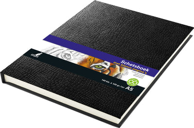 Kangaro k-5320 schetsboek a5 creme 120gr blanco papier, 140 blz hard cover zwart