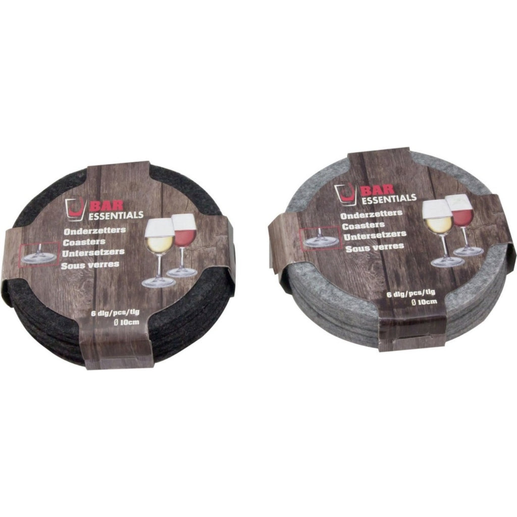 Bar essentials vilten onderzetters 10 cm 6 stuks