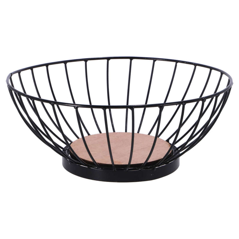 Overige merken metalen fruitschaal 28 cm zwart hout