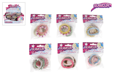 Glamour twirl bands arm haar bandjes set van 4 stuks