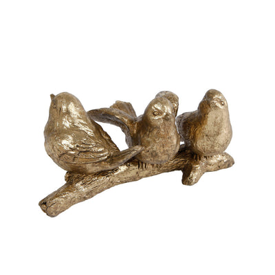 Gifts Amsterdam Gifts Amsterdam Sculptuur Vogels Op Tak 3 Goud Polystone 14x7x7cm