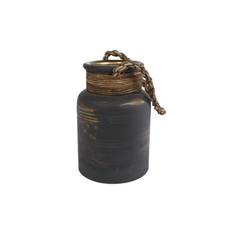 Diversen Vaas Ralf W leathercord L Bruin Glas 14x14x20cm