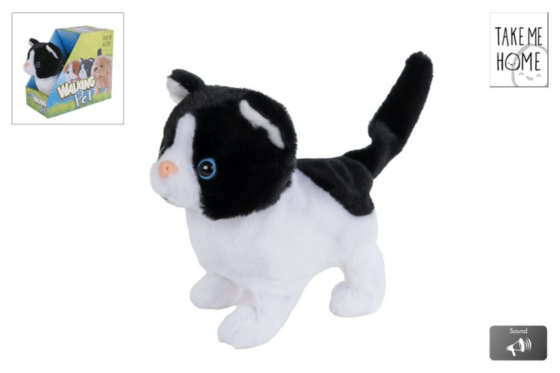 Take me home interactieve looppoes zwart wit, 15,5cm