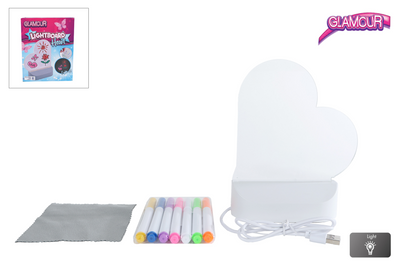 Van manen veenendaal bv glamour lichtbord hart met usb-aansluiting en 7 stiften