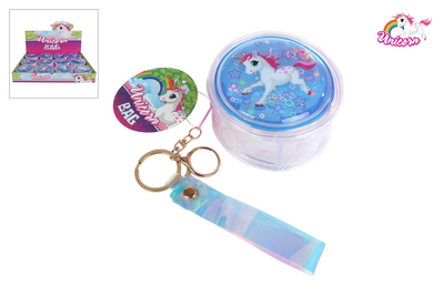 Unicorn portemonnee etui holografisch rond 8,5cm