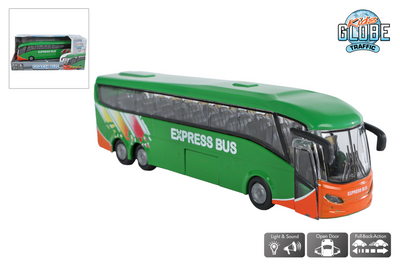 Kids globe bus die cast met licht en geluid, 18,5cm