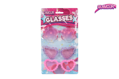 Glamour trendy meidenbrillen 3stuks roze paars