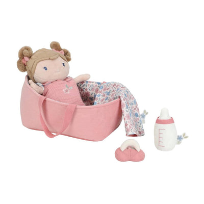 Little dutch babypop in mandje rosa 25cm