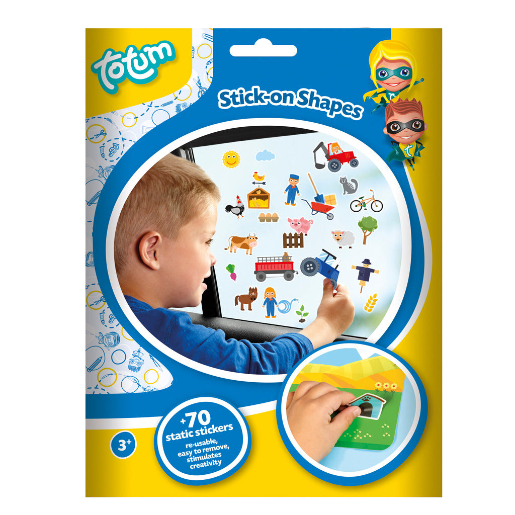 Totum boerderij raamstickers - 45 stuks - niet permanente verplaatsbare stickers boerderijdieren, voertuigen, gereedschap en bomen fruit - incl speeldecor