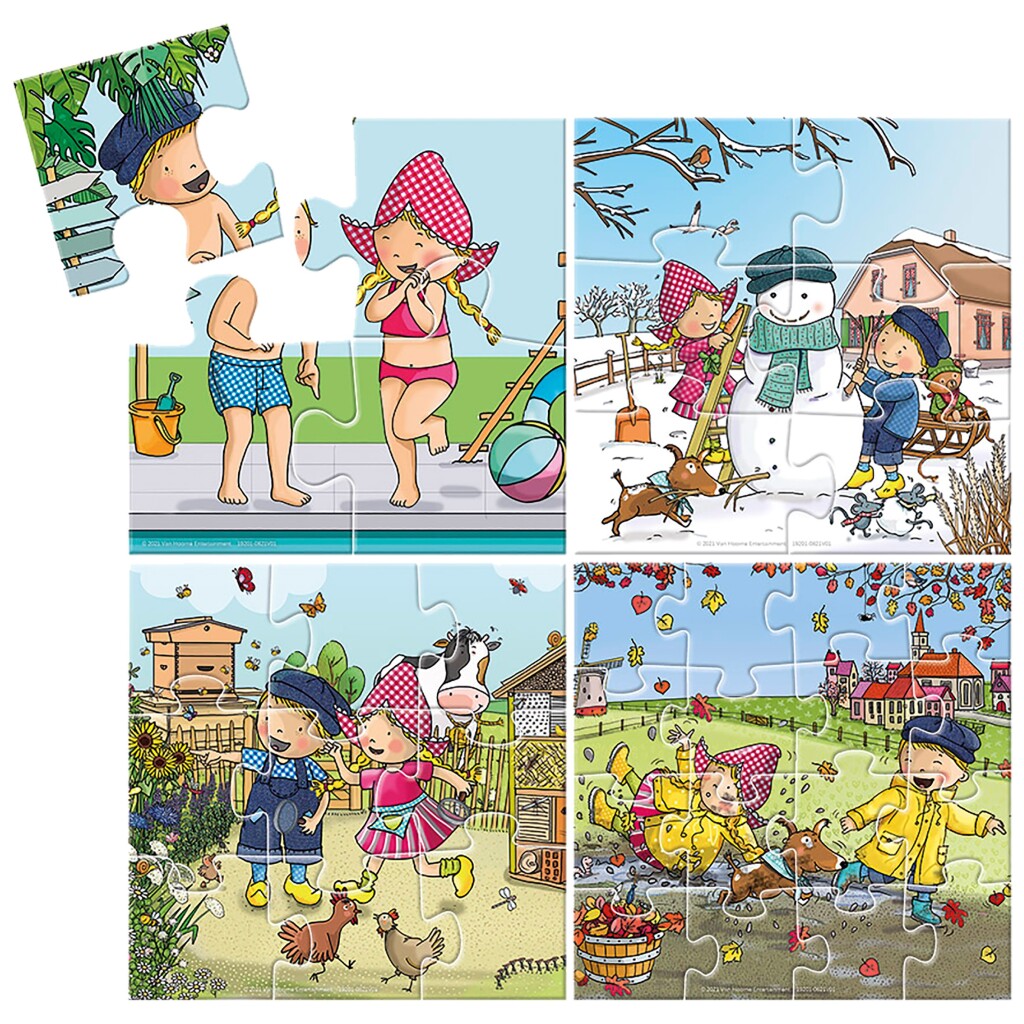 Bambolino toys fien en teun 4in1 puzzel 4-16 stukjes