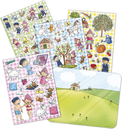 Fien teun verplaatsbare raamstickers - 4 stickervellen - met speelachtergrond - peuter en kleuter speelgoed - knutselen - voor meisjes en jongens - vanaf 3 jaar - speelgoed kinderen - bambolino toys