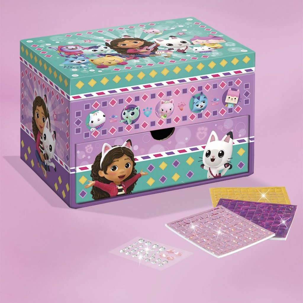 Totum gabby’s poppenhuis sieradendoosje speelgoed meisjes mozaïek beauty doosje versieren - gabby’s dollhouse cadeau knutselen