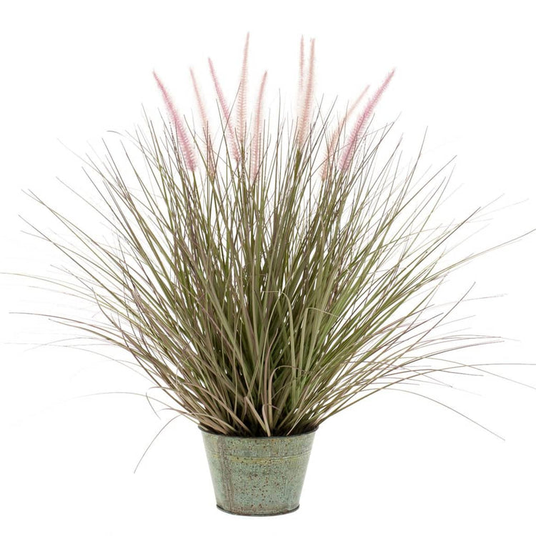 Emerald kunstplant in zinken pot lampenpoetsergras 58 cm