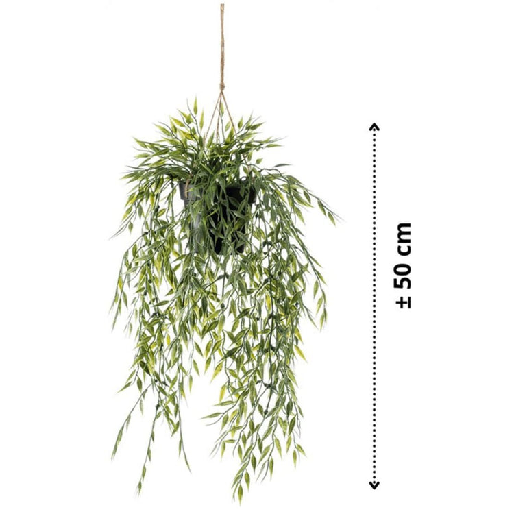 Emerald kunstplant hangend in pot bamboe 50 cm