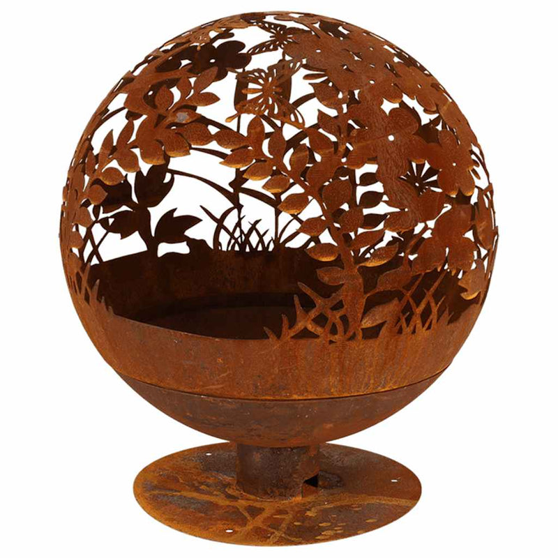 Esschert design vuurkorf lasergesneden bloemen roestkleurig ff294